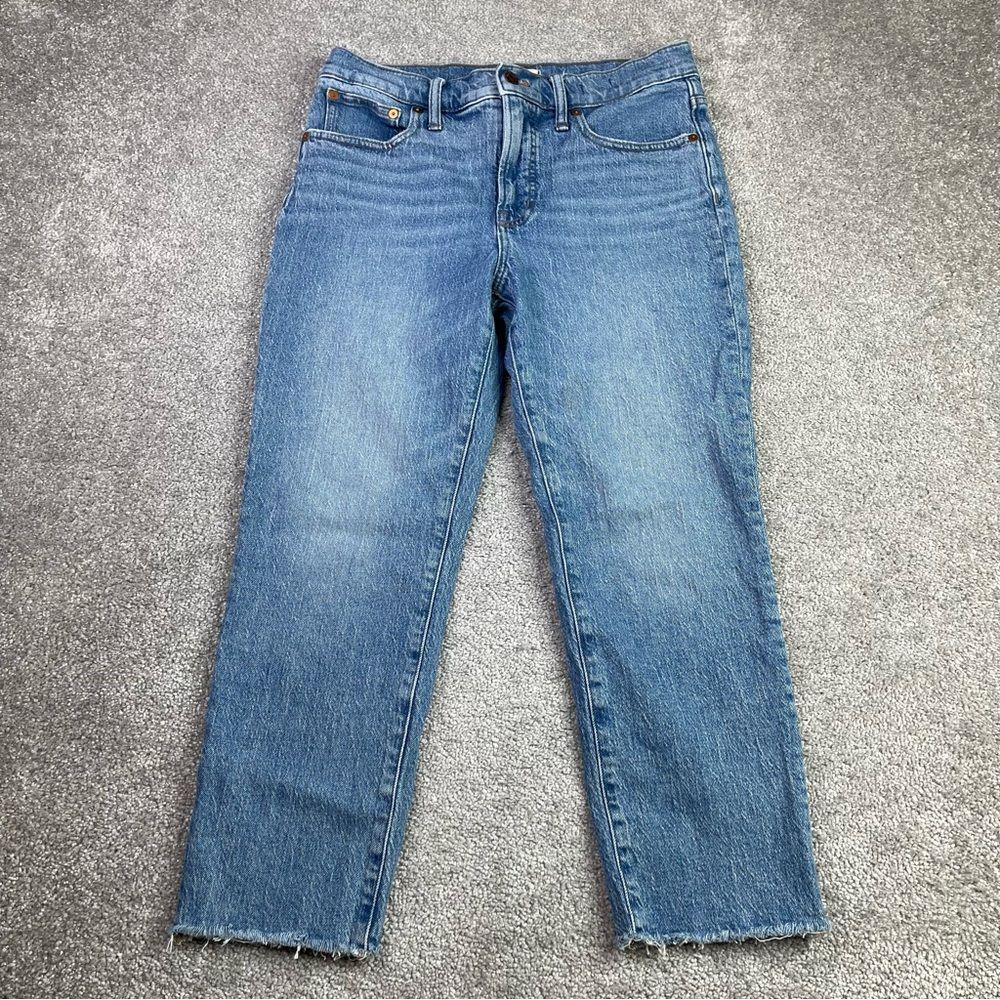 Madewell The Perfect Vintage Jean 29 Petite Blue High Rise Raw Hem